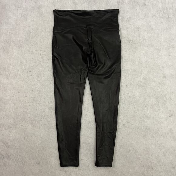 Spanx Leggings Womens 1X Plus Black Faux Leather Pants Hi Waist Skinny Shapewear - Picture 5 of 13